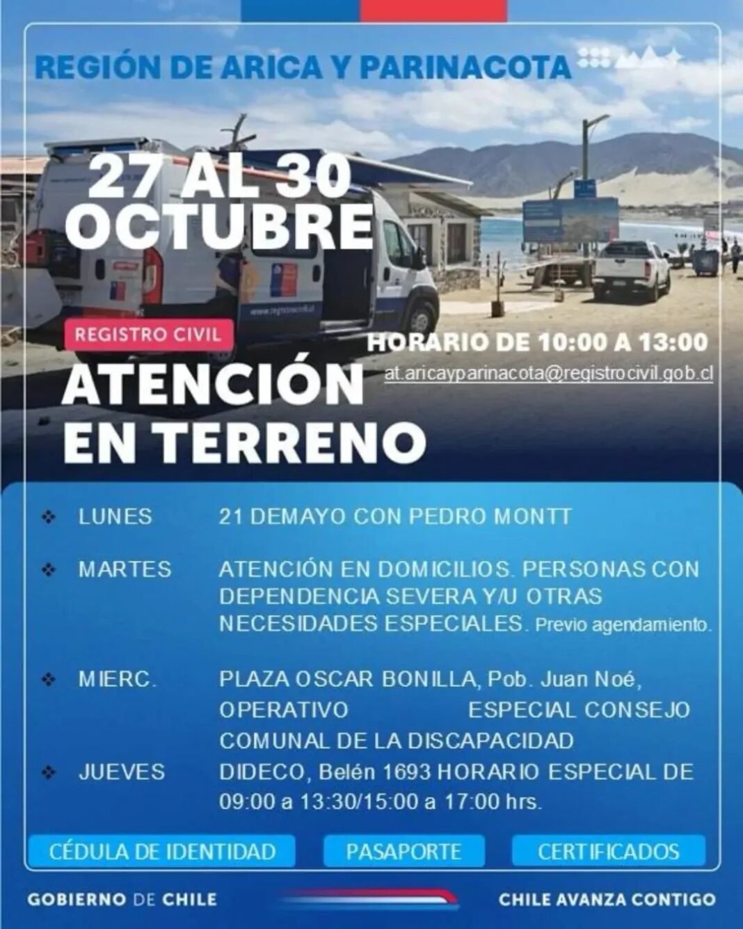 CALENDARIO DEL REGISTRÓ CIVIL DEL 27 AL 30 DE OCURRE